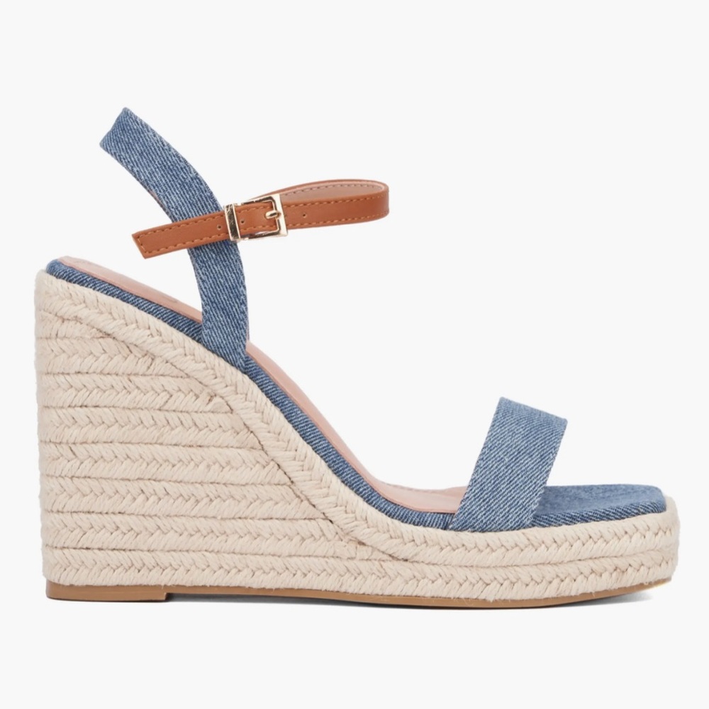 New York & Company and Women's Unita Platform Wedge Sandal Blue/Tan